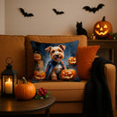 Airedale Terrier Puppy Halloween Throw Pillow