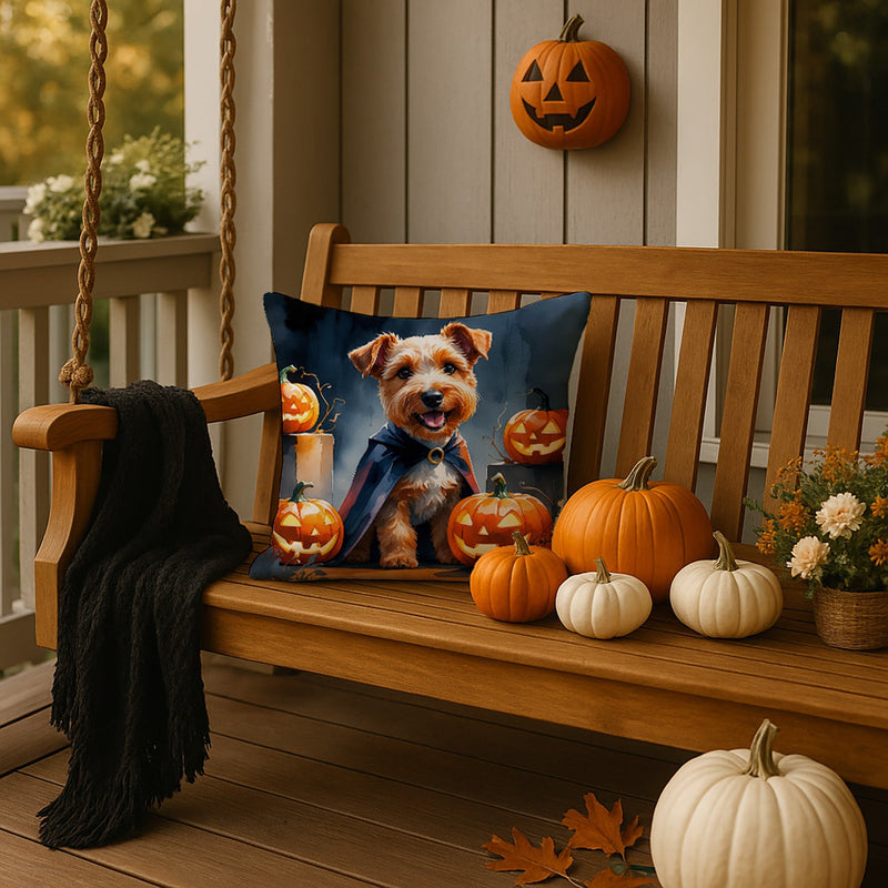 Airedale Terrier Puppy Halloween Throw Pillow