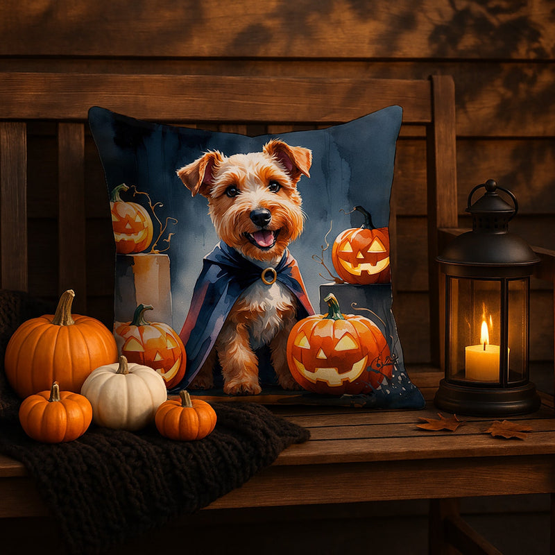 Airedale Terrier Puppy Halloween Throw Pillow