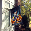 Akita Puppy Halloween House Flag
