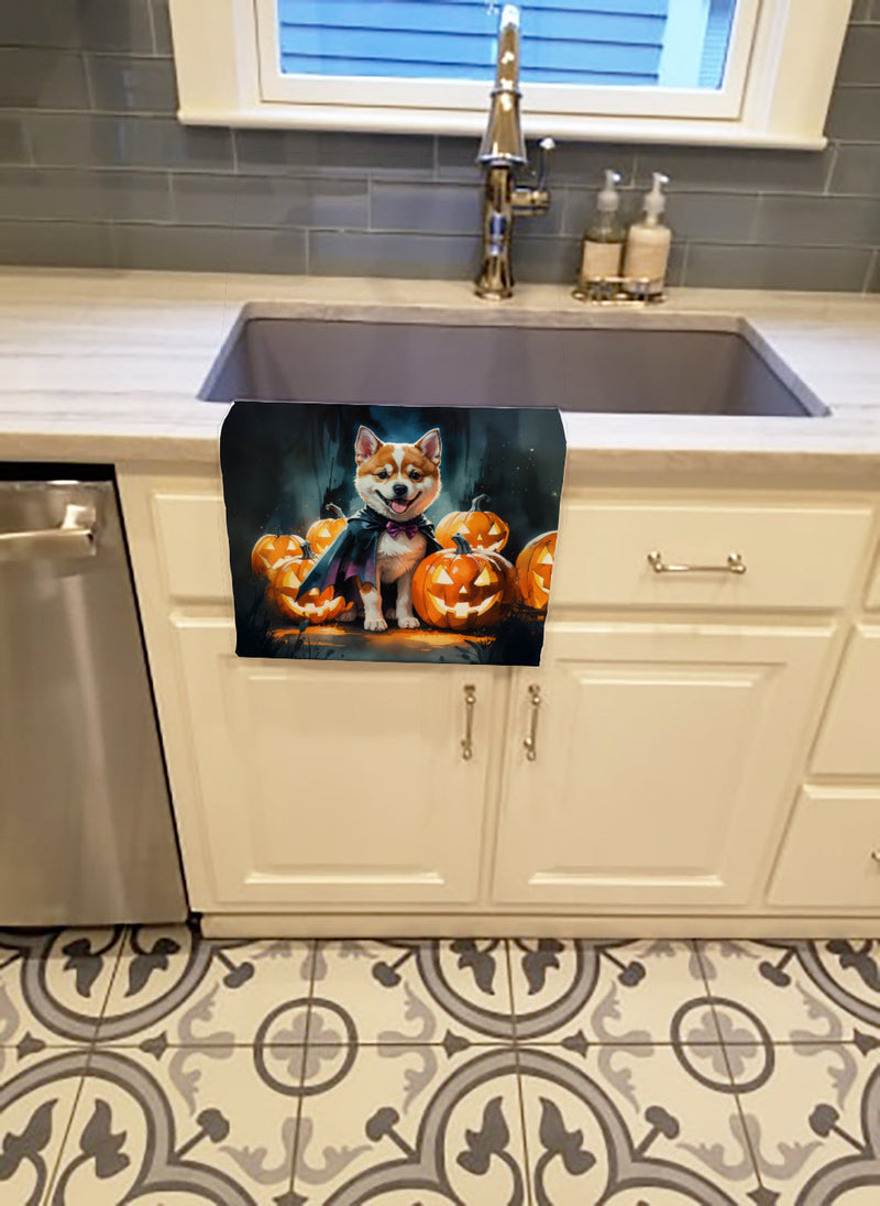 Akita Puppy Halloween Kitchen Towel