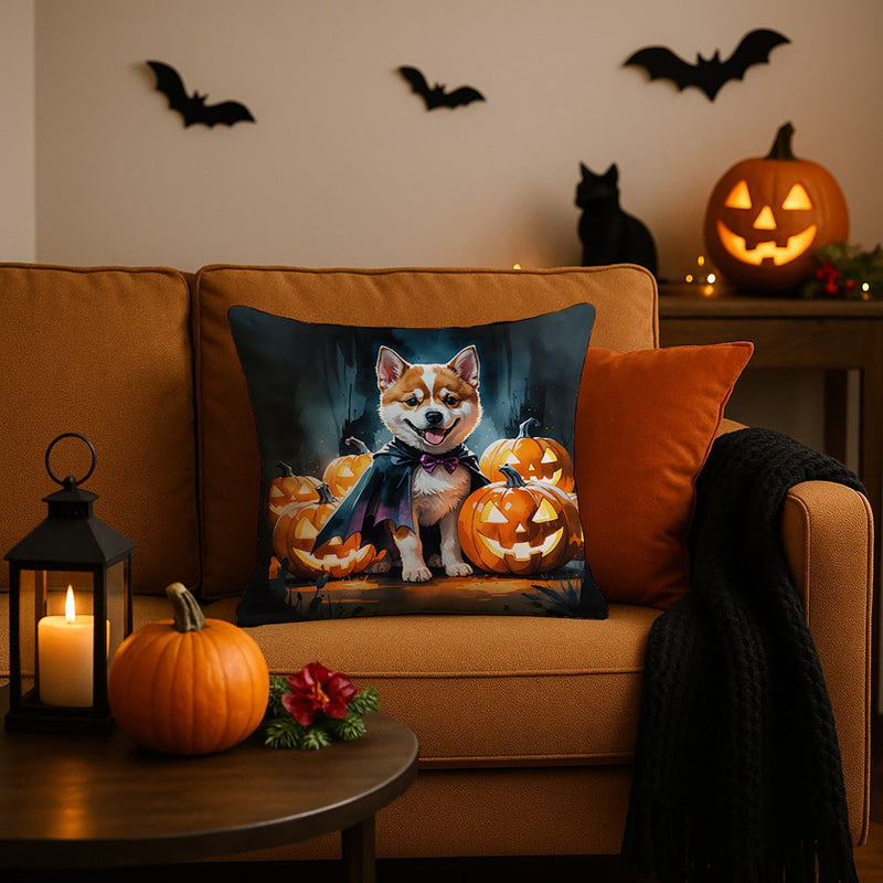 Akita Puppy Halloween Throw Pillow