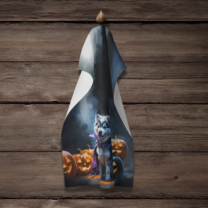 Alaskan Malamute Puppy Halloween Kitchen Towel