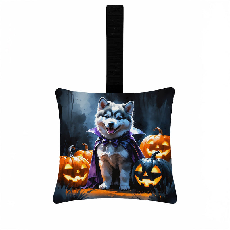 Alaskan Malamute Puppy Halloween Mini Hanging Pillow Ornament 3.5 × 3.5