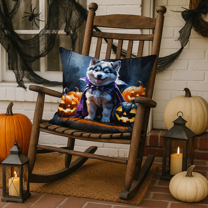 Alaskan Malamute Puppy Halloween Throw Pillow