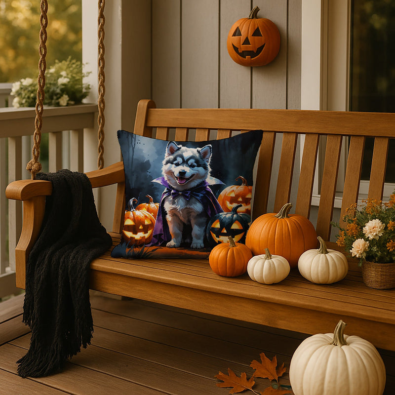 Alaskan Malamute Puppy Halloween Throw Pillow