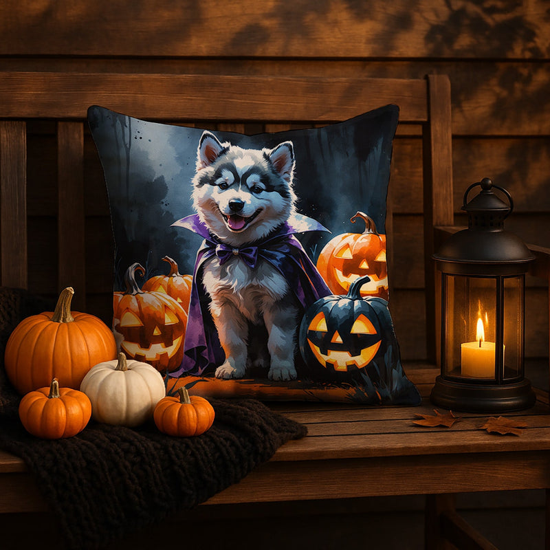 Alaskan Malamute Puppy Halloween Throw Pillow