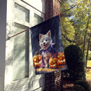 American Eskimo Puppy Halloween House Flag