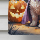 American Eskimo Puppy Halloween House Flag