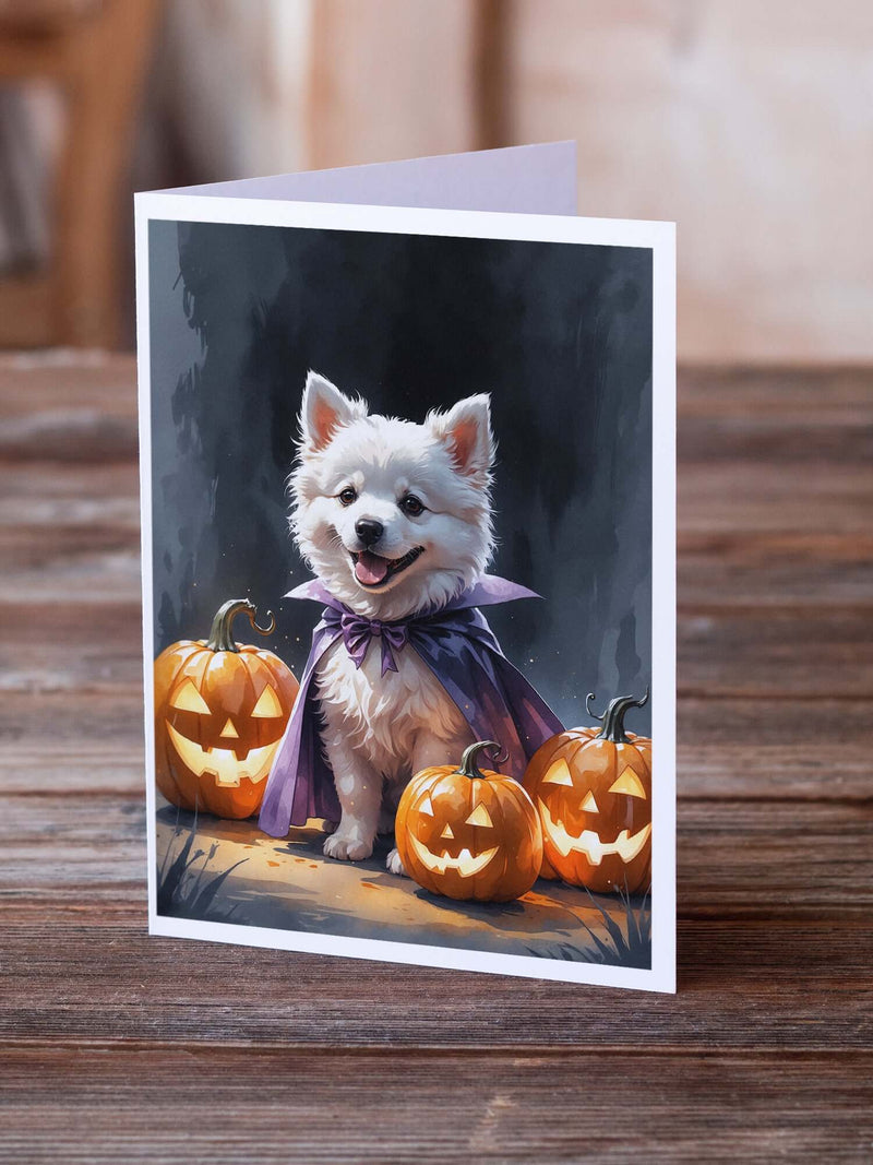 American Eskimo Puppy Halloween Greeting Cards Pack of 8