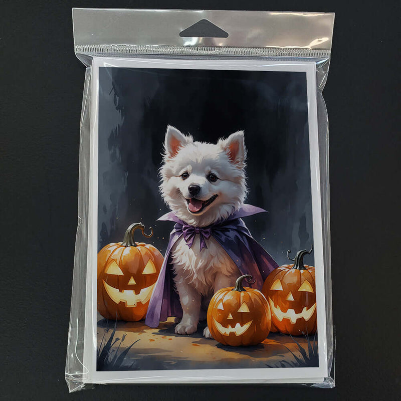 American Eskimo Puppy Halloween Greeting Cards Pack of 8