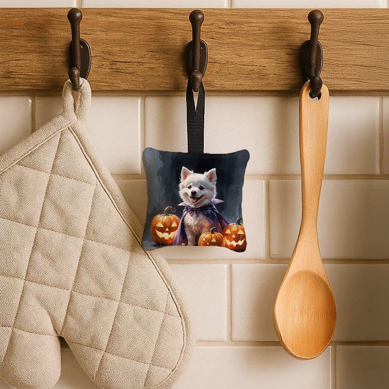 American Eskimo Puppy Halloween Mini Hanging Pillow Ornament 3.5 × 3.5