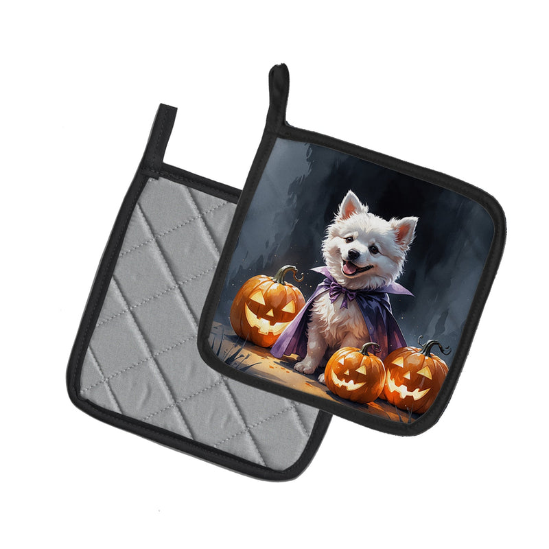 American Eskimo Puppy Halloween Pair of Pot Holders