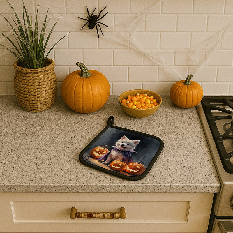 American Eskimo Puppy Halloween Pair of Pot Holders