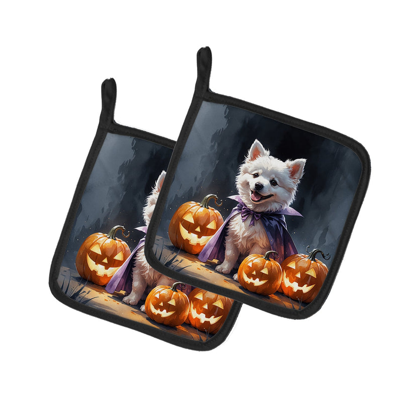 American Eskimo Puppy Halloween Pair of Pot Holders