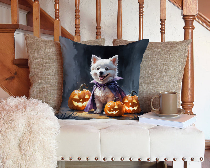 American Eskimo Puppy Halloween Throw Pillow