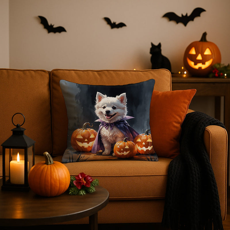 American Eskimo Puppy Halloween Throw Pillow