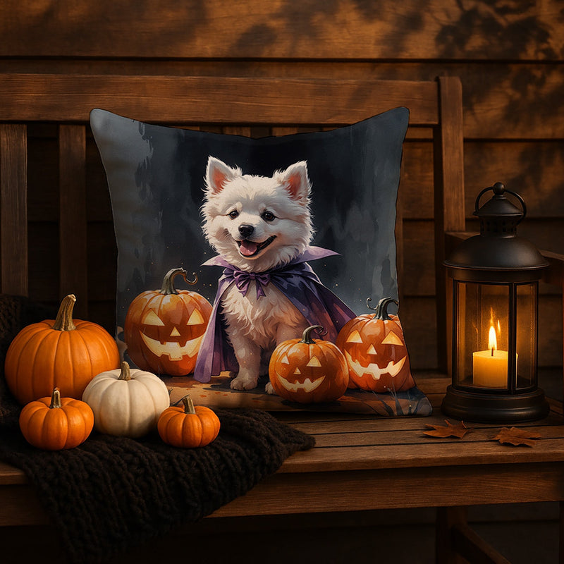 American Eskimo Puppy Halloween Throw Pillow