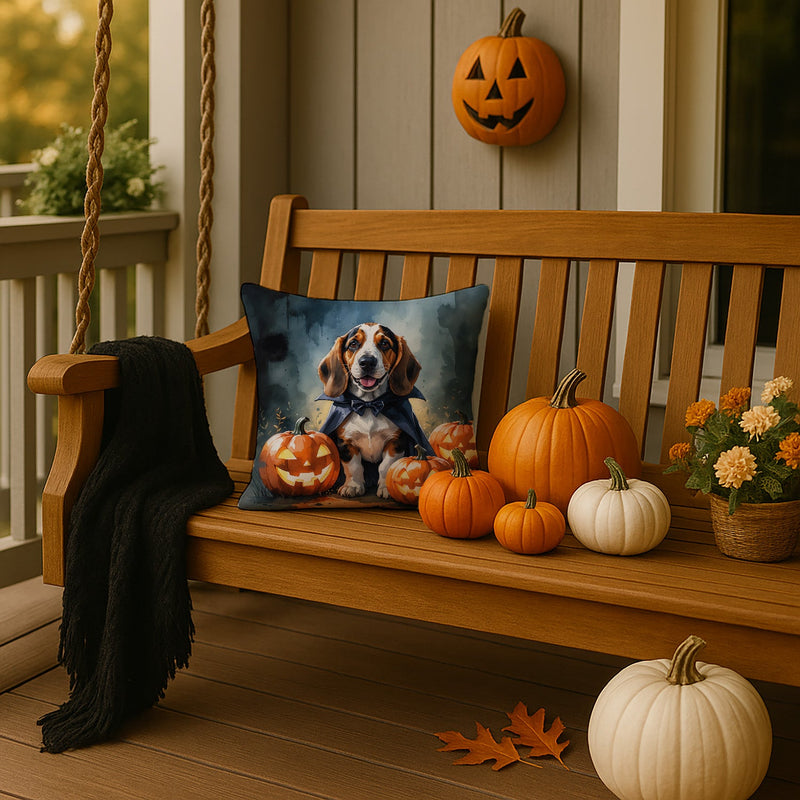 Basset Hound Puppy Halloween Throw Pillow