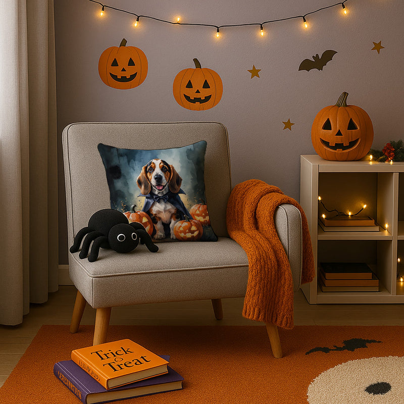 Basset Hound Puppy Halloween Throw Pillow