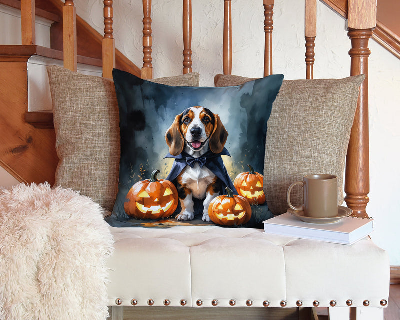 Basset Hound Puppy Halloween Throw Pillow