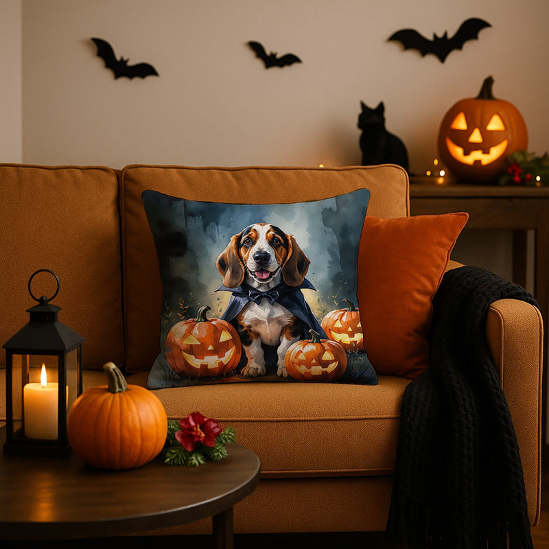 Basset Hound Puppy Halloween Throw Pillow