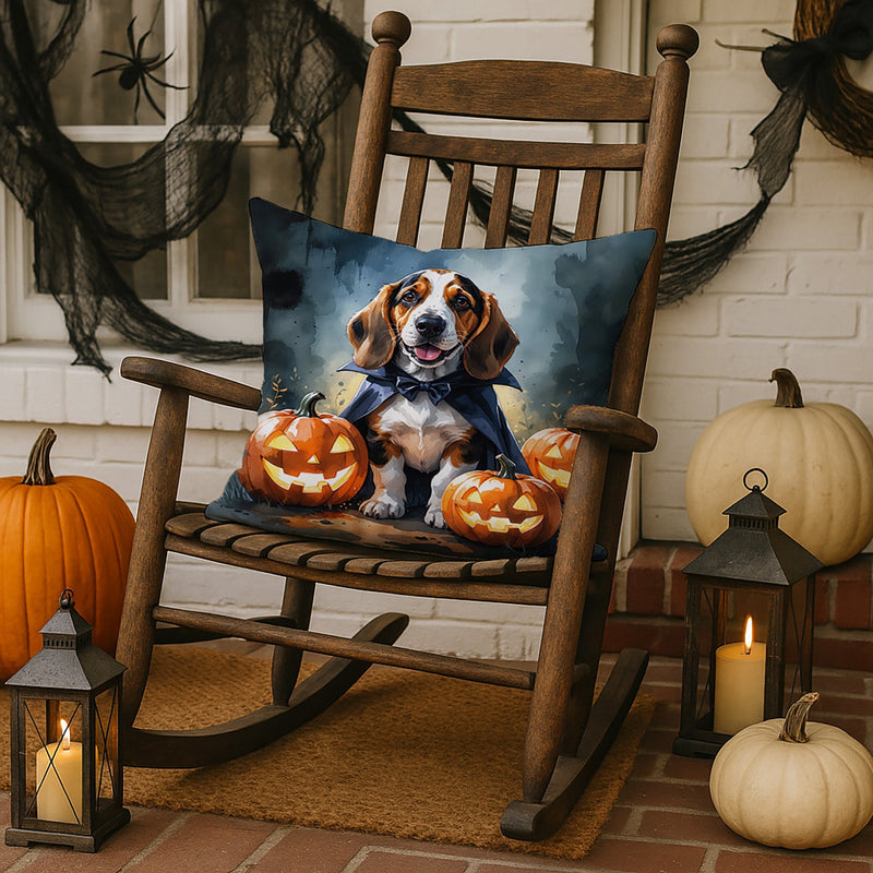 Basset Hound Puppy Halloween Throw Pillow
