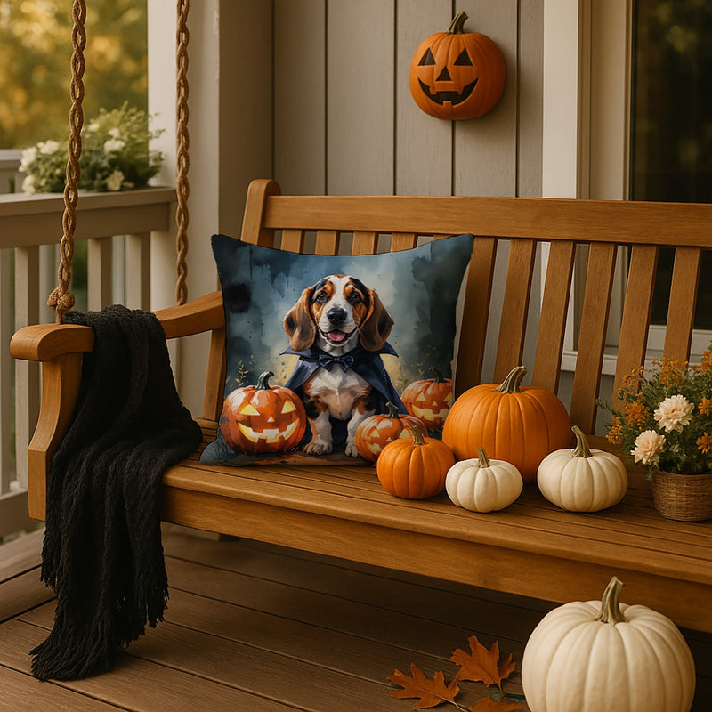 Basset Hound Puppy Halloween Throw Pillow
