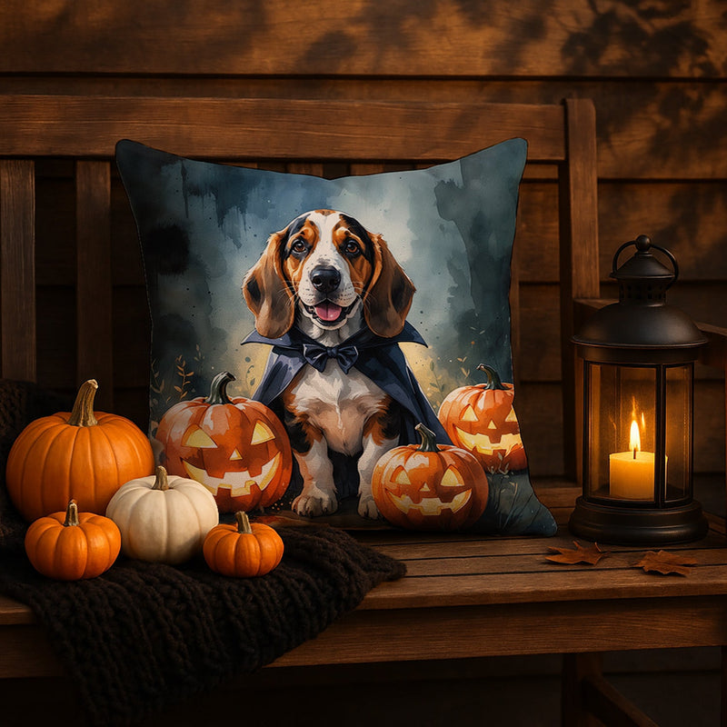 Basset Hound Puppy Halloween Throw Pillow