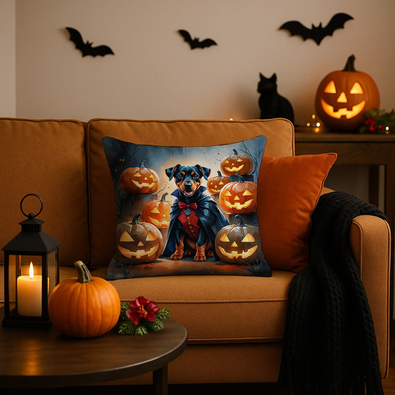 Doberman Pinscher Puppy Halloween Throw Pillow