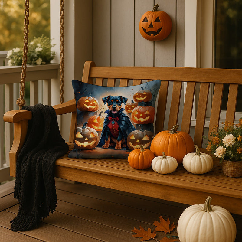 Doberman Pinscher Puppy Halloween Throw Pillow