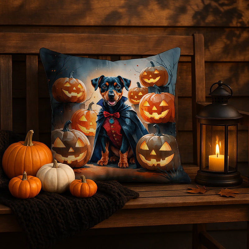 Doberman Pinscher Puppy Halloween Throw Pillow
