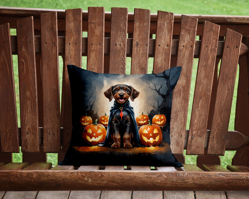 German Wirehaired Pointer Puppy Halloween Throw Pillow
