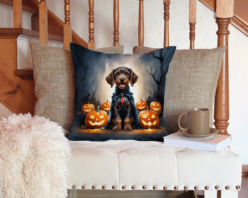 German Wirehaired Pointer Puppy Halloween Throw Pillow