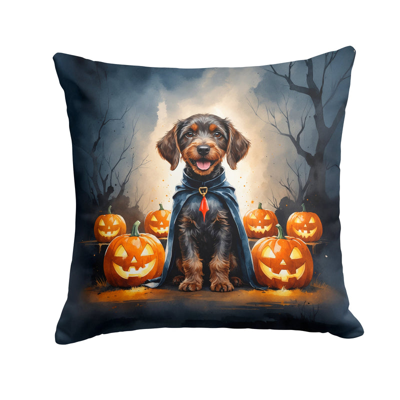 German Wirehaired Pointer Puppy Halloween Throw Pillow