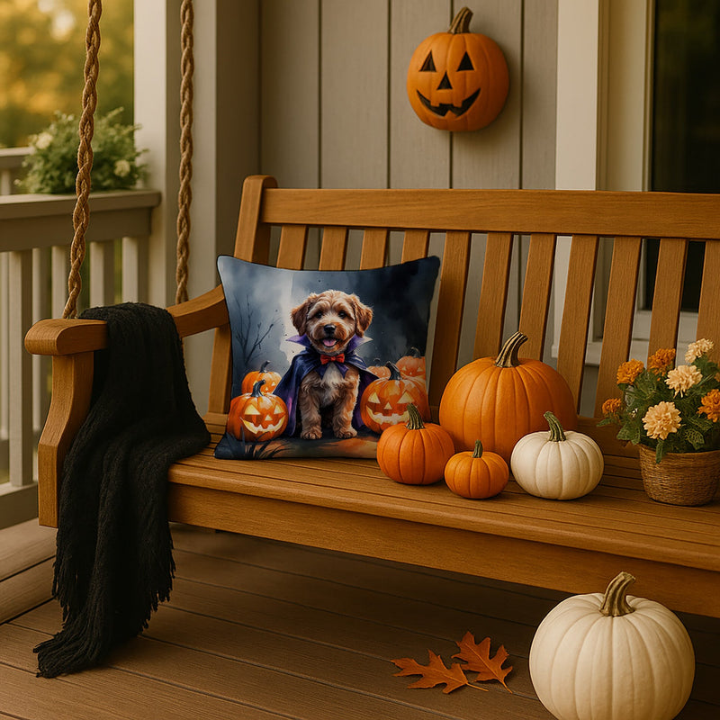 Chocolate Labradoodle Puppy Halloween Throw Pillow