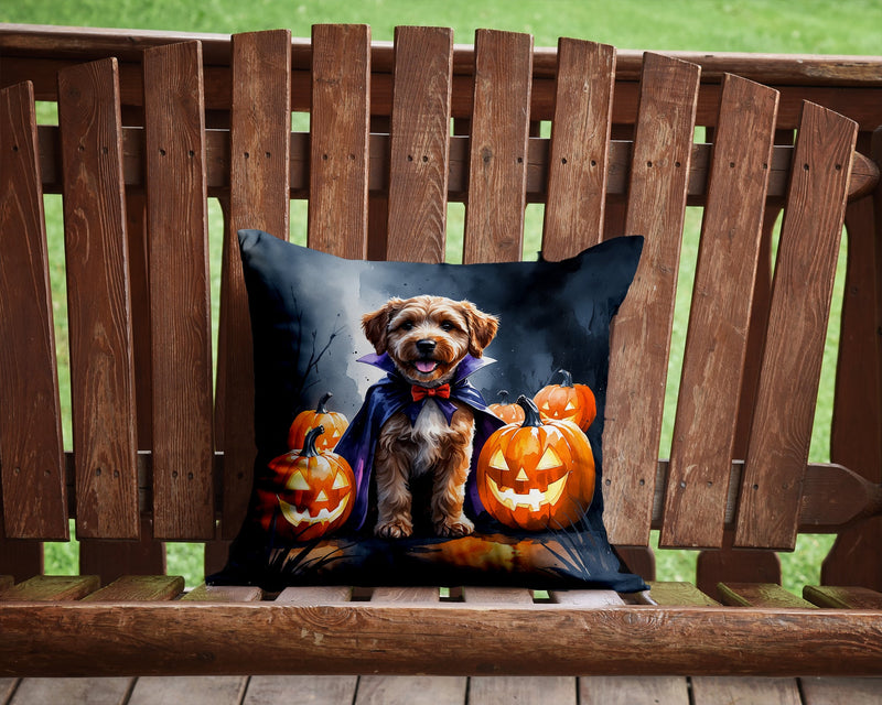 Chocolate Labradoodle Puppy Halloween Throw Pillow