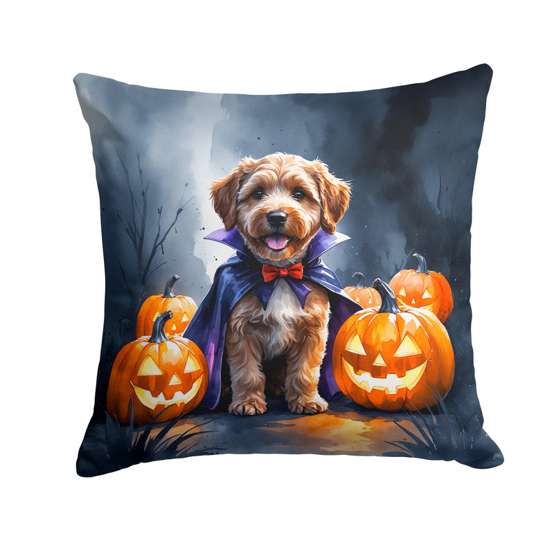 Chocolate Labradoodle Puppy Halloween Throw Pillow
