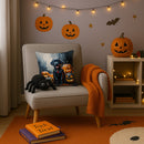 Black Labrador Retriever Puppy Halloween Throw Pillow