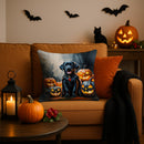 Black Labrador Retriever Puppy Halloween Throw Pillow