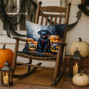 Black Labrador Retriever Puppy Halloween Throw Pillow