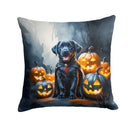 Black Labrador Retriever Puppy Halloween Throw Pillow