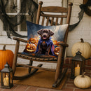 Chocolate Labrador Retriever Puppy Halloween Throw Pillow