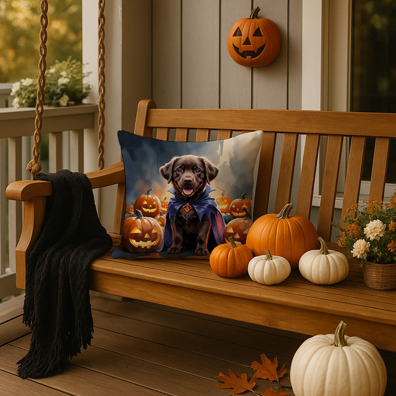 Chocolate Labrador Retriever Puppy Halloween Throw Pillow