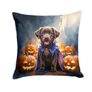 Chocolate Labrador Retriever Puppy Halloween Throw Pillow