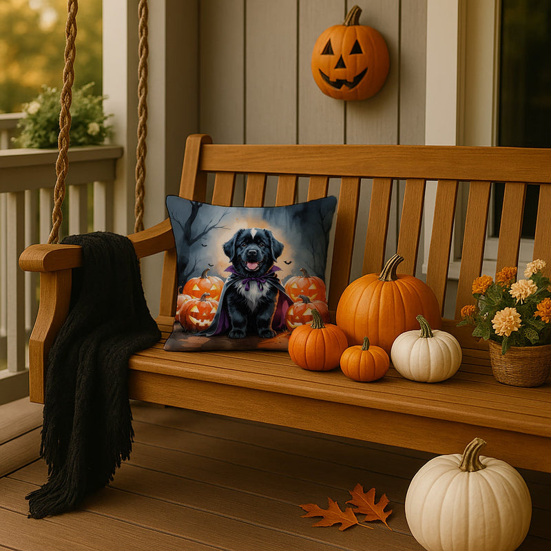 Newfoundland Puppy Halloween Throw Pillow
