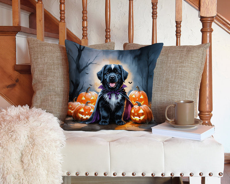 Newfoundland Puppy Halloween Throw Pillow