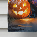 Black Newfoundland Puppy Halloween House Flag