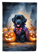 Black Newfoundland Puppy Halloween House Flag