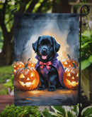 Black Newfoundland Puppy Halloween Garden Flag